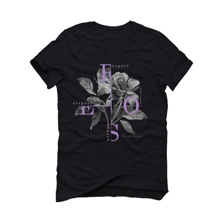 Air Jordan 7 GS “Barely Grape” Black T-Shirt (Roses)