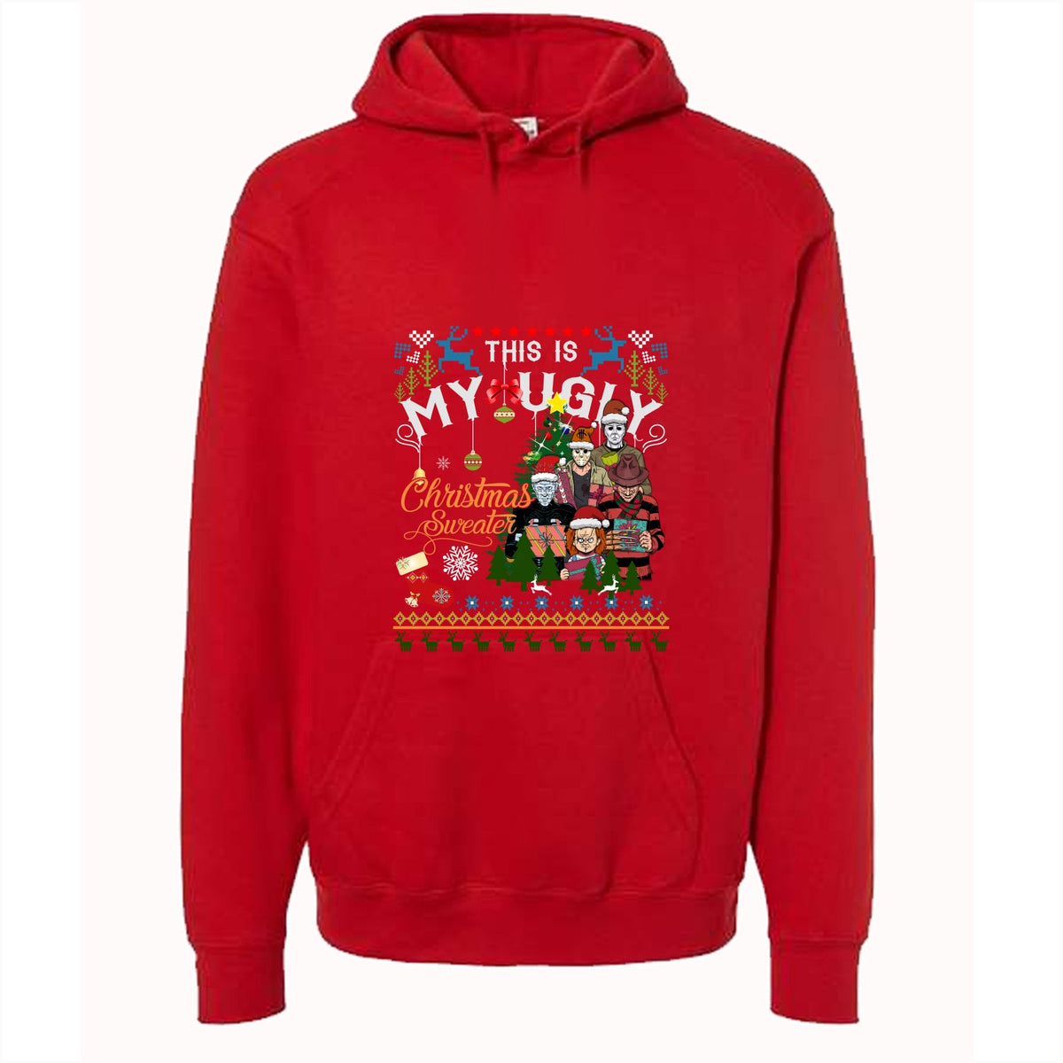 CHRISTMAS UGLY SWEATERS Red T-Shirt (This My Sweater) product image 3