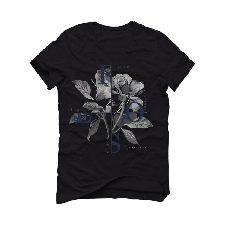 Air Jordan 11 WMNS “Midnight Navy" Black T-Shirt (Roses)