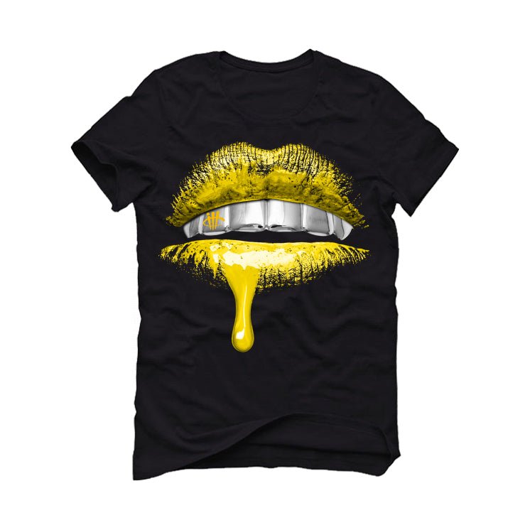 Air Jordan 6 Yellow Ochre | illcurrency Black T-Shirt (Lips) product image 2