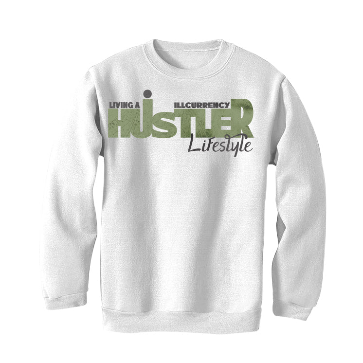 Air Jordan 4 Seafoam aka “Oil Green” - White T-Shirt (LIVING A HUSTLER LIFE STYLE)
