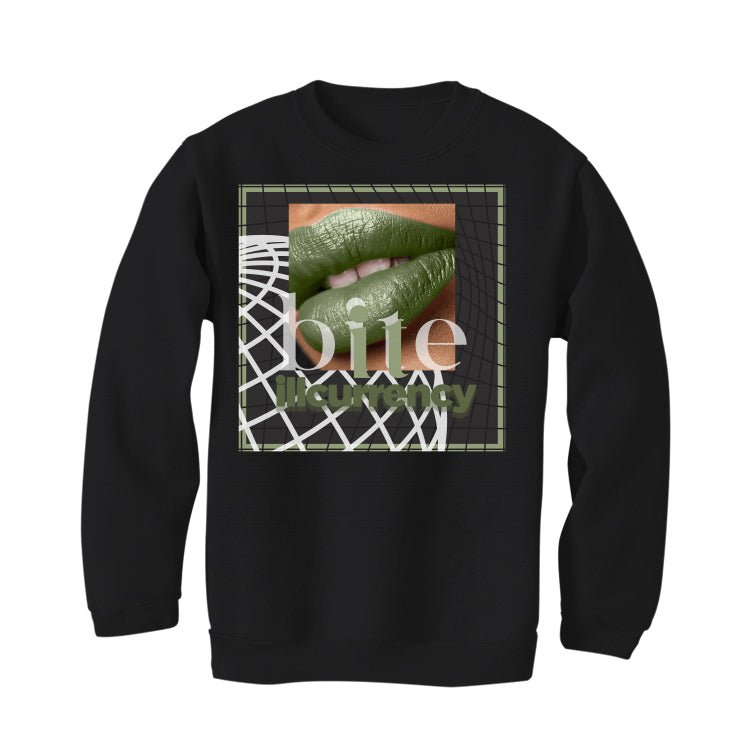 Air Jordan 4 Seafoam aka “Oil Green” - Black T-Shirt (BITE IT)