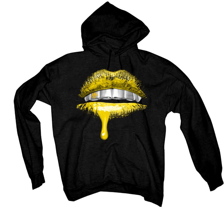 Air Jordan 6 Yellow Ochre | illcurrency Black T-Shirt (Lips) product image 3