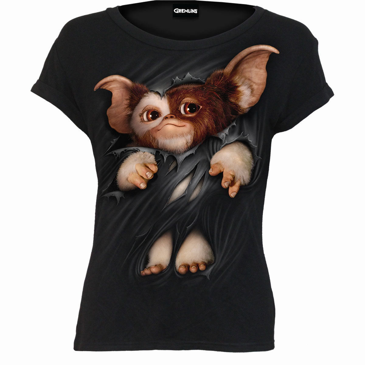 GREMLINS - GIZMO - Boatneck Cap Sleeve Top Black
