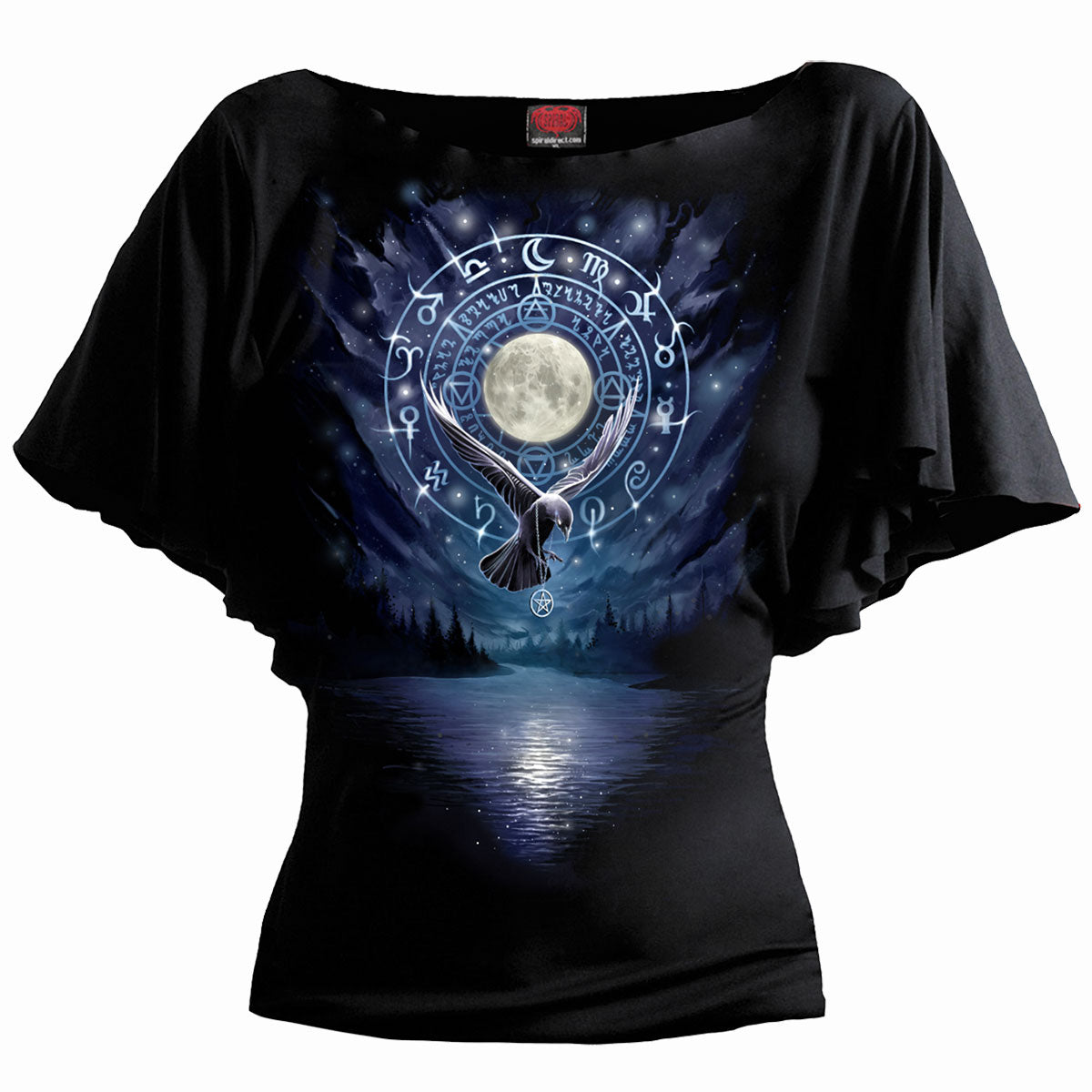 Spiral - WITCHCRAFT - Boat Neck Bat Sleeve Top Black product image 1