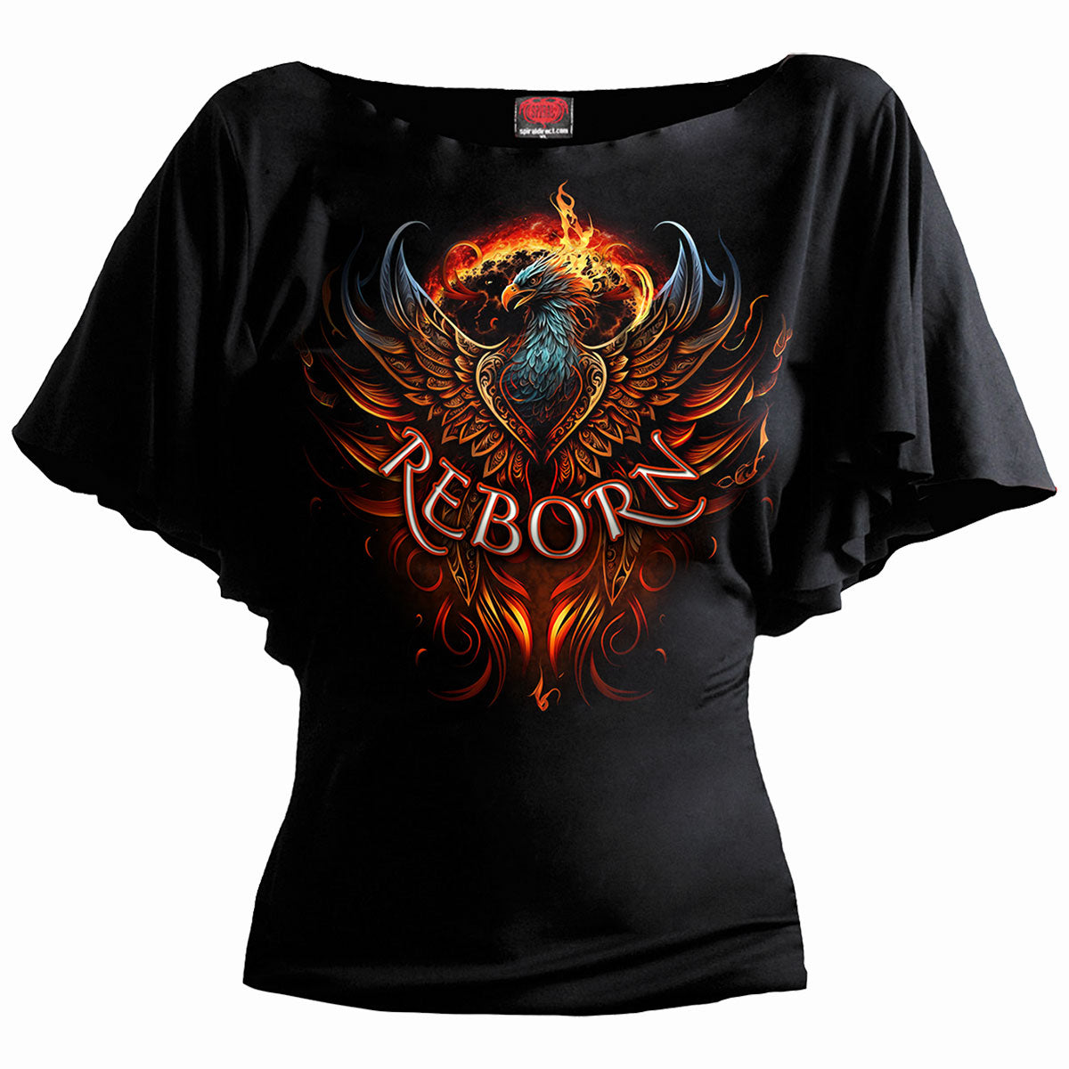 Spiral - ASHES REBORN - Boat Neck Bat Sleeve Top Black product image 1