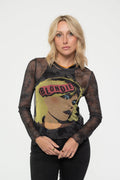 Blondie Punk Poster Long Sleeve Mesh Crop Top