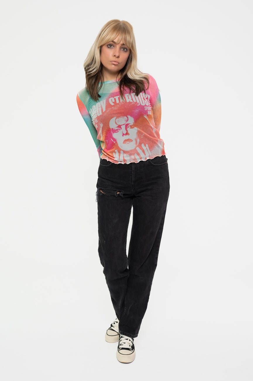 David Bowie Ziggy Stardust Long Sleeve Mesh Crop Top product image 2