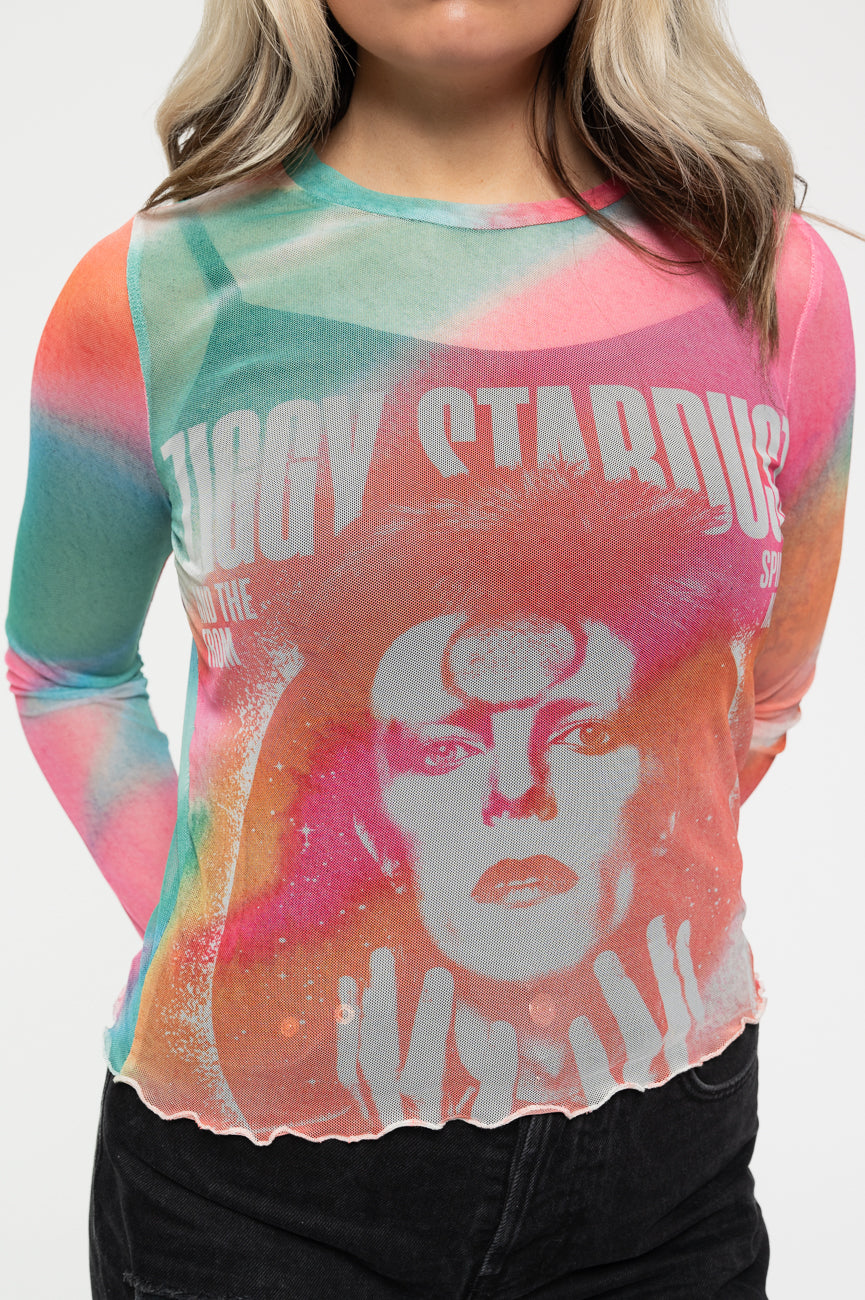 David Bowie Ziggy Stardust Long Sleeve Mesh Crop Top product image 3