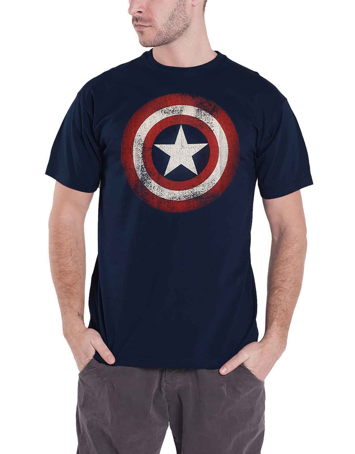 Captain America Distressed Shield T Shirt product image 1