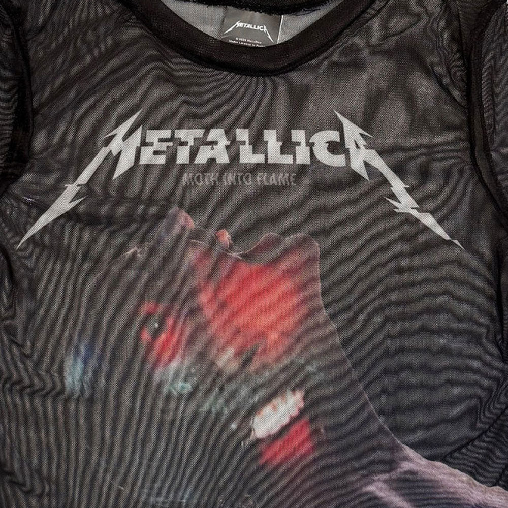 Metallica Moth Into Flame Mesh Crop Top product image 2