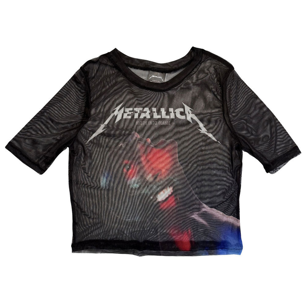 Metallica Moth Into Flame Mesh Crop Top product image 1