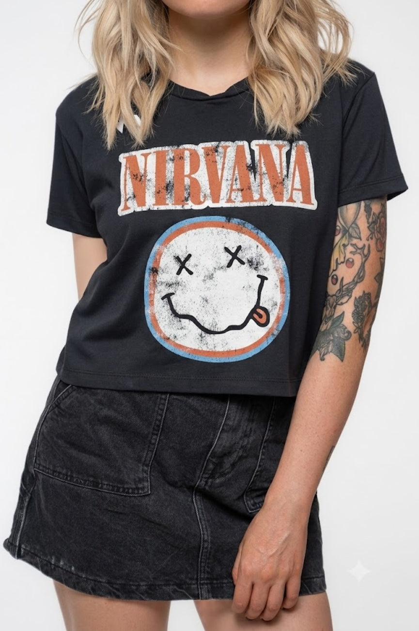 Nirvana Distressed Band Logo Crop Top product image 3