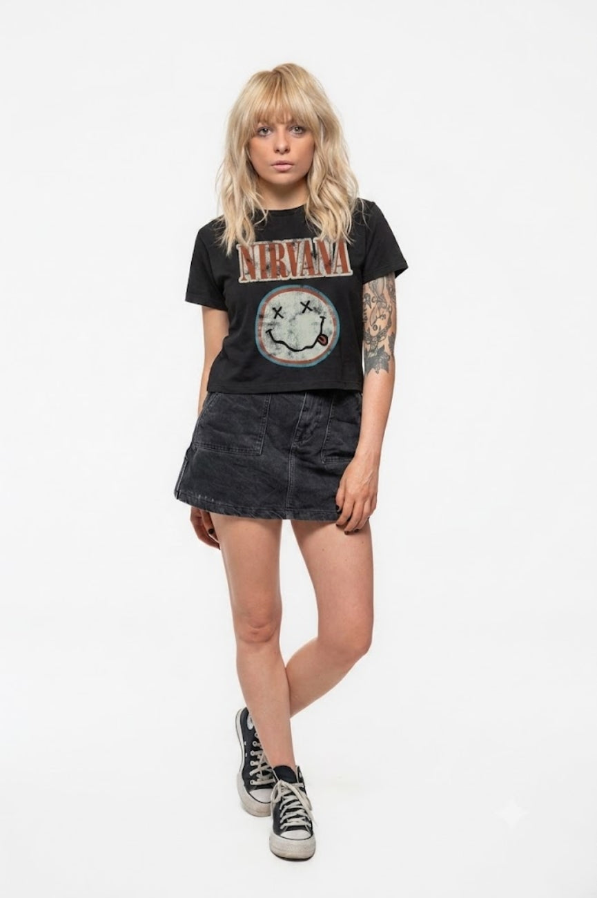 Nirvana Distressed Band Logo Crop Top product image 2