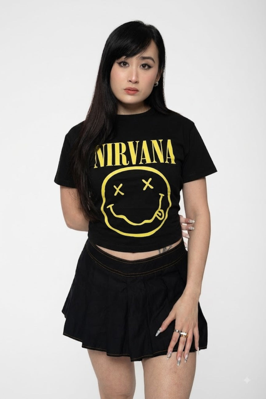Nirvana Yellow Grunge Face Crop Top product image 1