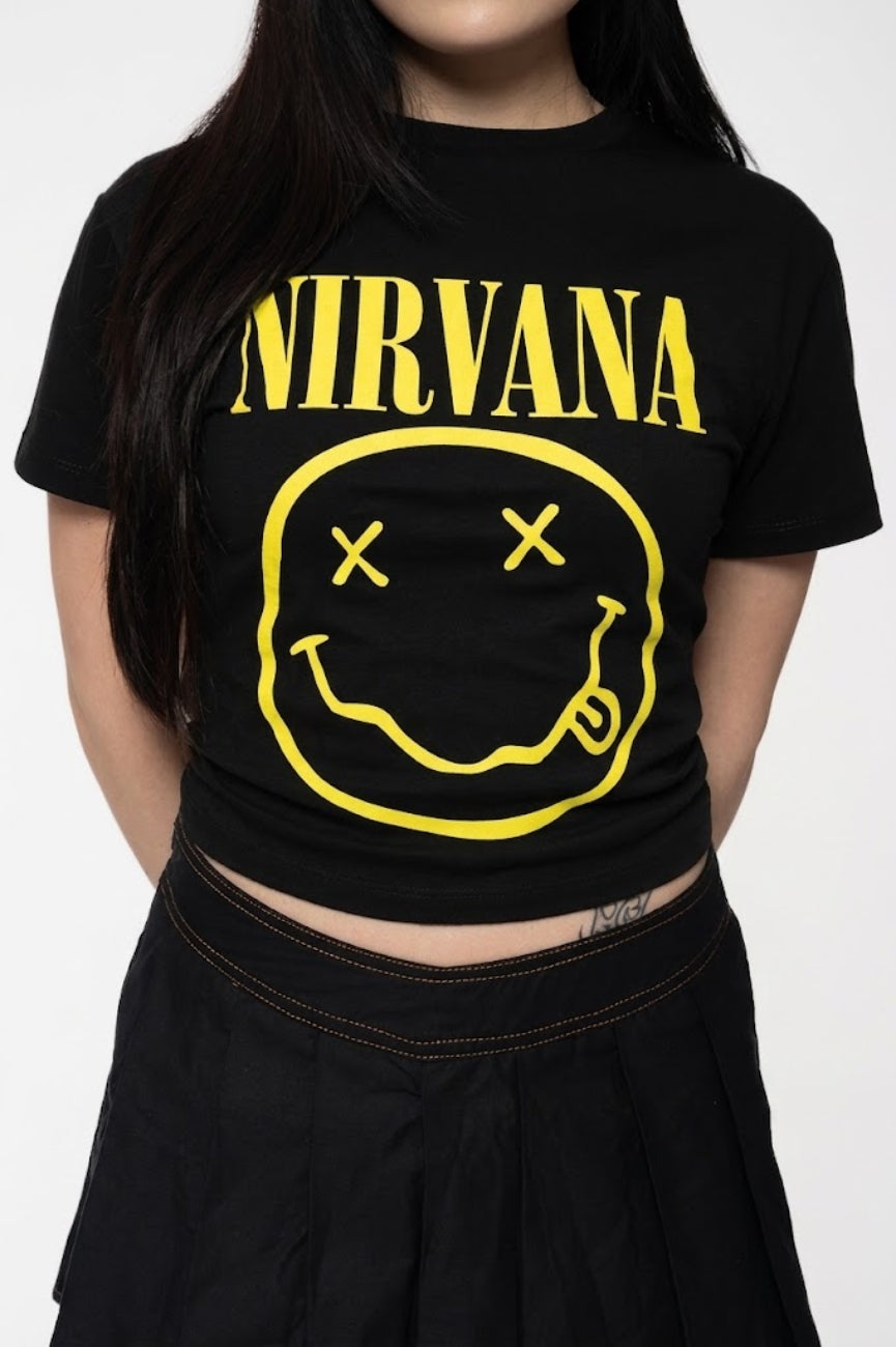 Nirvana Yellow Grunge Face Crop Top product image 3