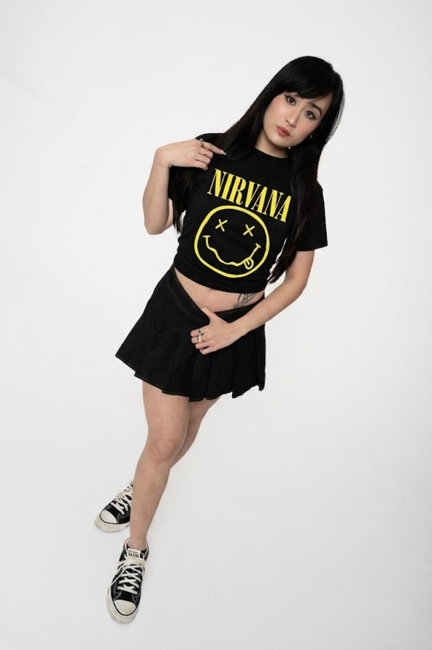 Nirvana Yellow Grunge Face Crop Top product image 5