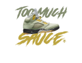 Air Jordan 5 “Jade Horizon” | illCurrency Black T-Shirt (too much sauce)