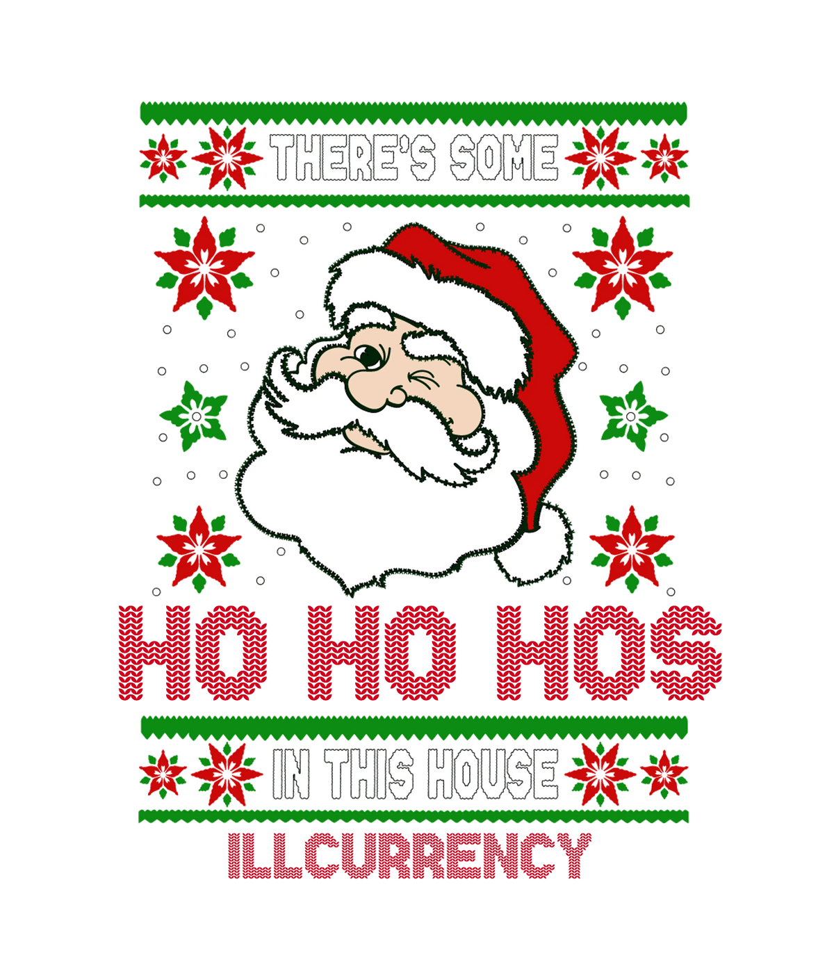 CHRISTMAS UGLY SWEATERS Black T-Shirt (HO HO HOS in this product image 1