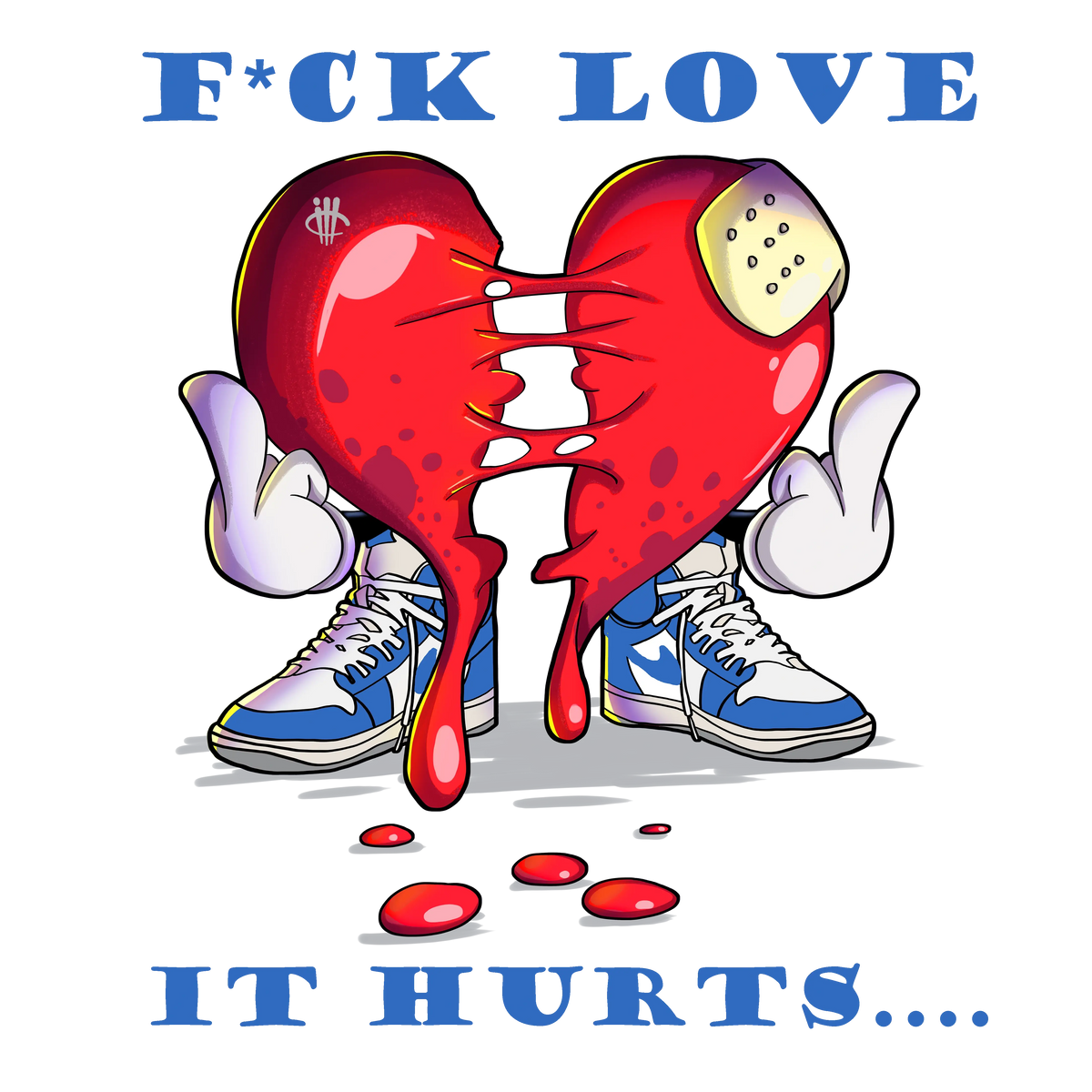 Air Jordan 1 High OG True Blue - Grey T-Shirt (F LOVE IT HURTS)