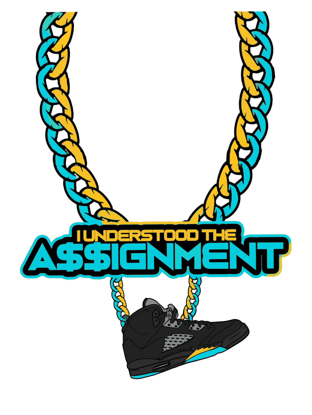 Air Jordan 5 Aqua - Black T-Shirt (I UNDERSTOOD THE ASSIGNMENT)