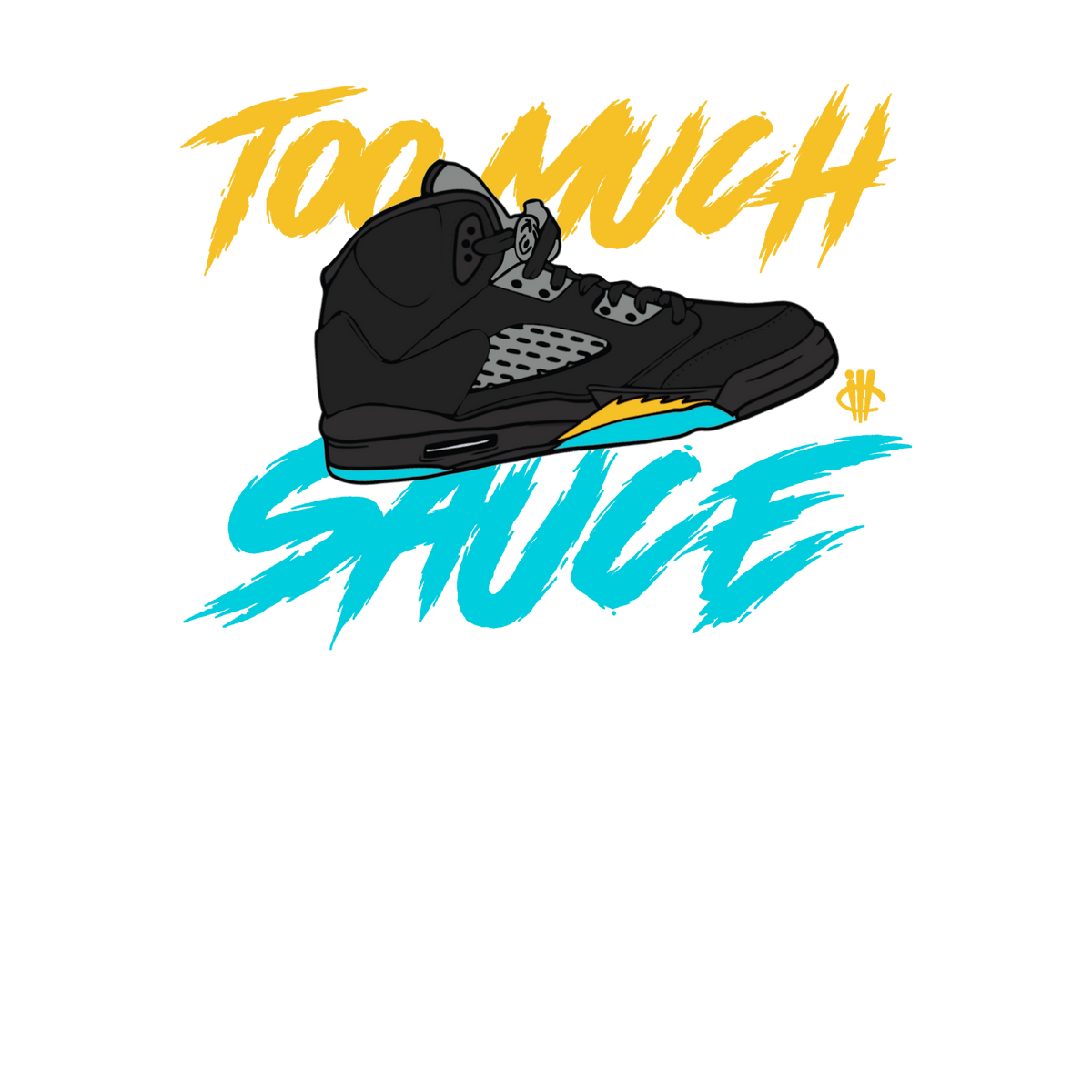Air Jordan 5 Aqua - Black T-Shirt (too  much sauce)