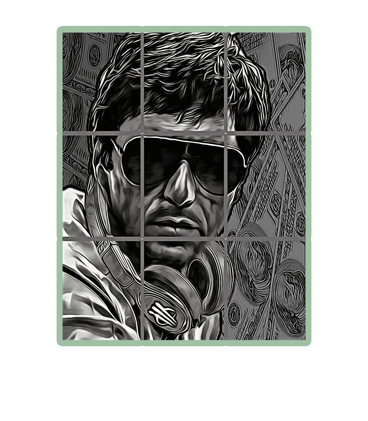 Air Jordan 4 Seafoam aka “Oil Green” - Black T-Shirt (PACINO)