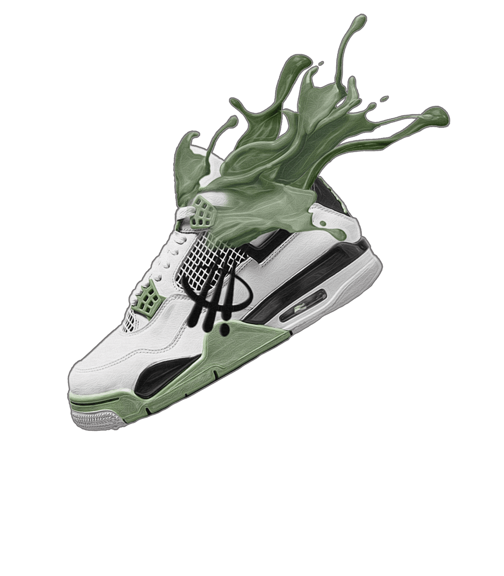 Air Jordan 4 Seafoam aka “Oil Green” - Black T-Shirt (SPLASH 4)