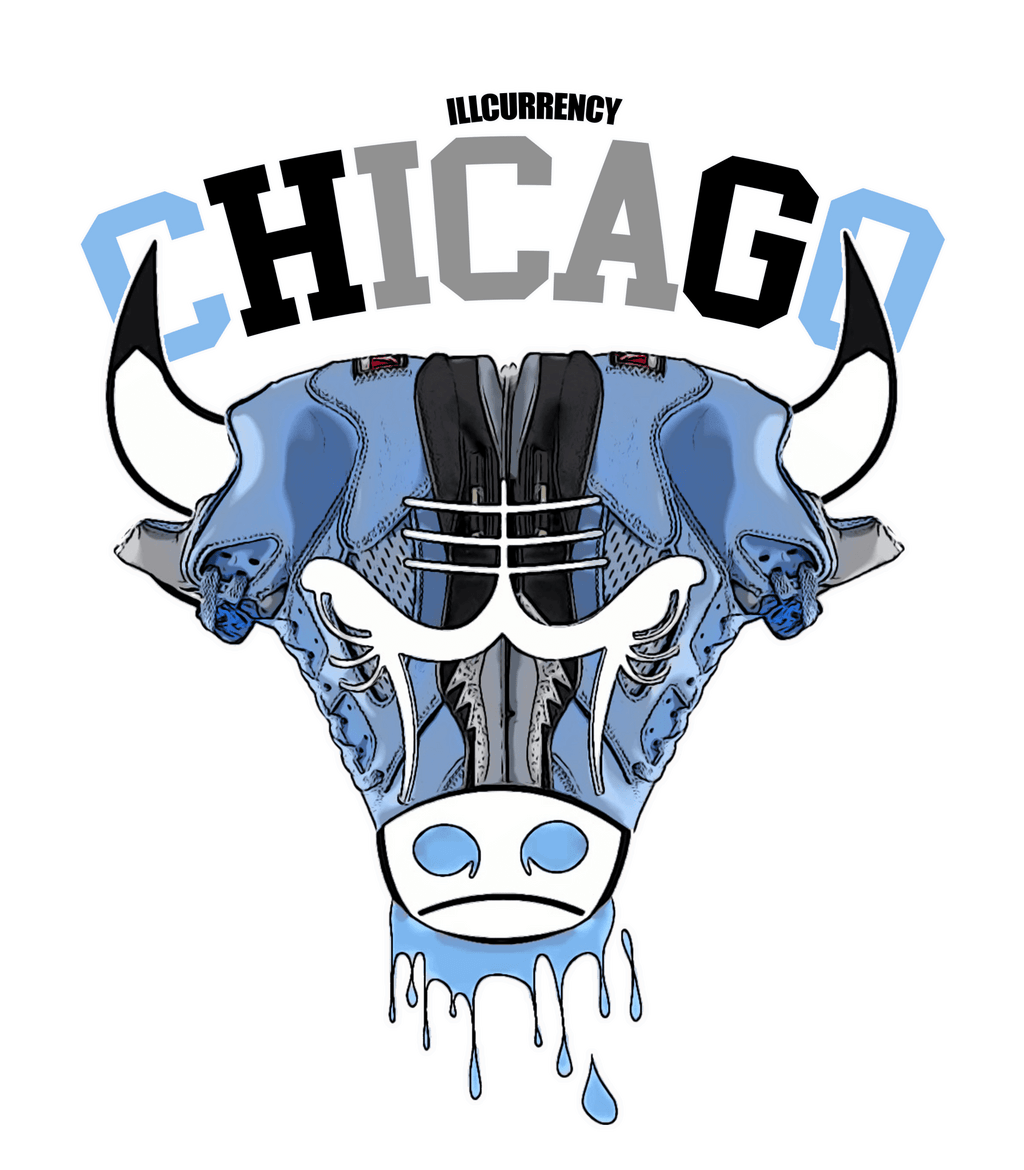 Air Jordan 5 “UNC” Carolina Blue T-Shirt (Bulls head chicago)
