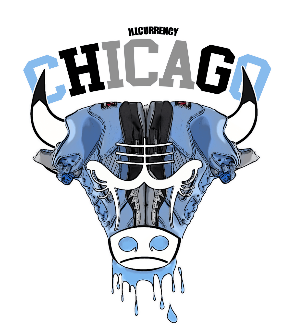 Air Jordan 5 “UNC” Carolina Blue T-Shirt (Bulls head chicago)