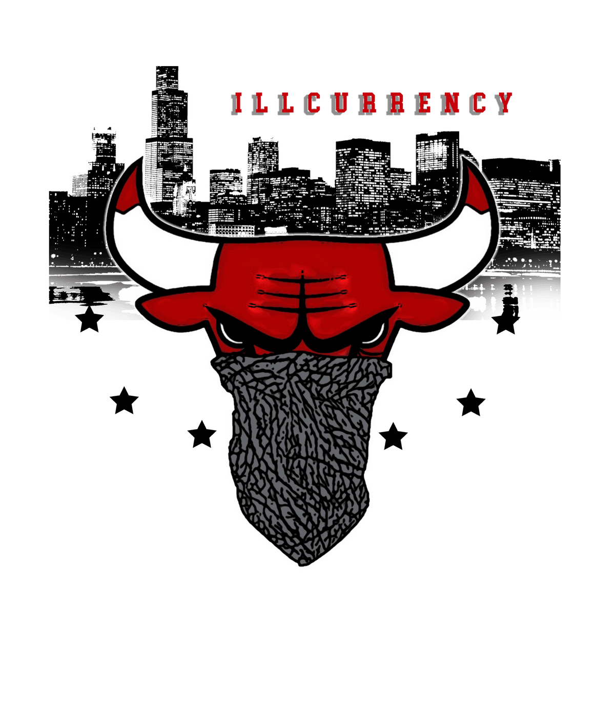Air Jordan 3 White Cement Reimagined - White T-Shirt (Bulls head chicago)