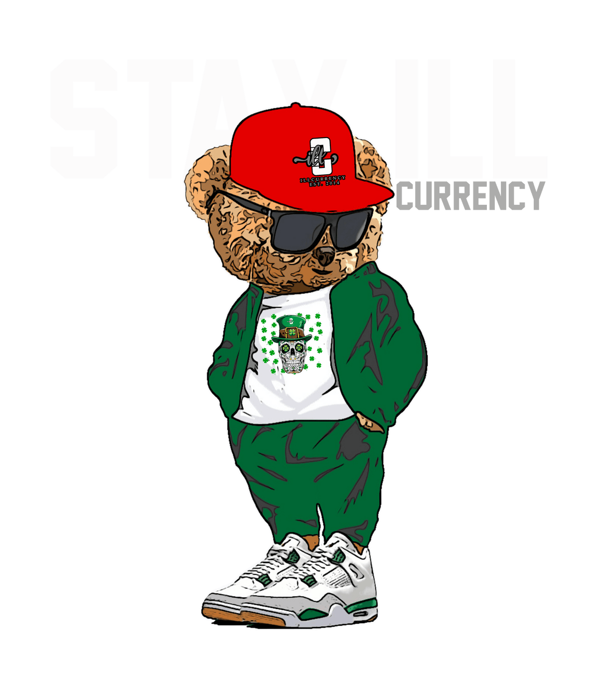 Nike SB x Air Jordan 4 “Pine Green” | illcurrency Pine Green T-Shirt (Stay ill Bear)