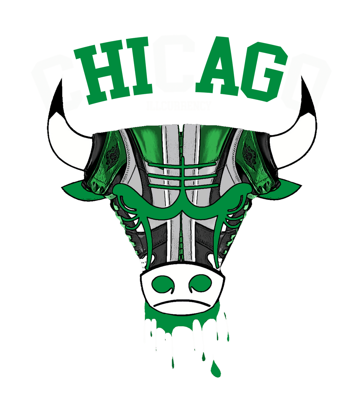 Air Jordan 1 High OG “Lucky Green” | illcurrency Black T-Shirt (Bulls head chicago)