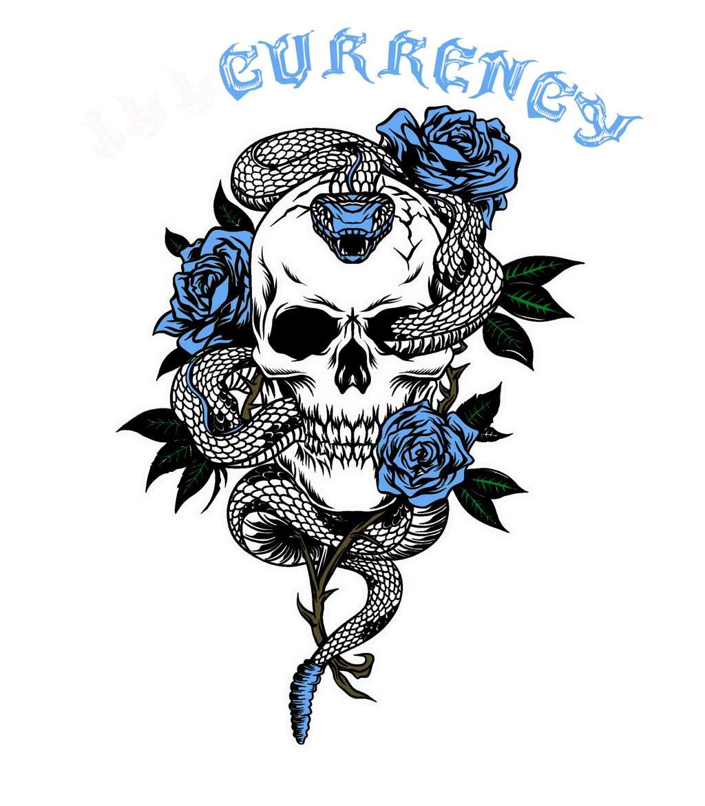 Air Jordan 1 "UNC Toe" Black T-Shirt (Snake skull rose)