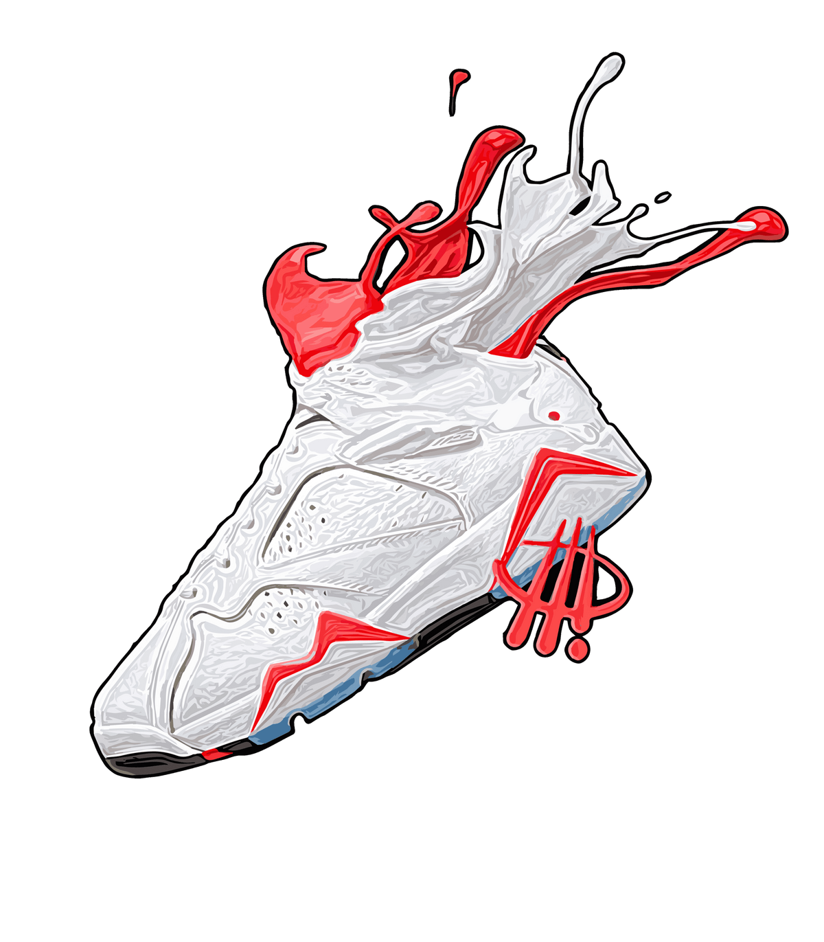 Air Jordan 7 "White Infrared" Black T-Shirt (SPLASH)