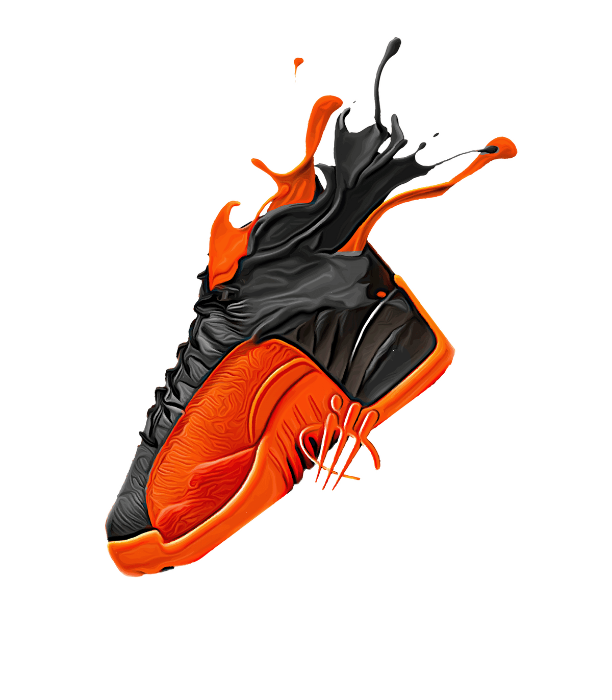 Air Jordan 12 Brilliant Orange - Black T-Shirt (SPLASH)