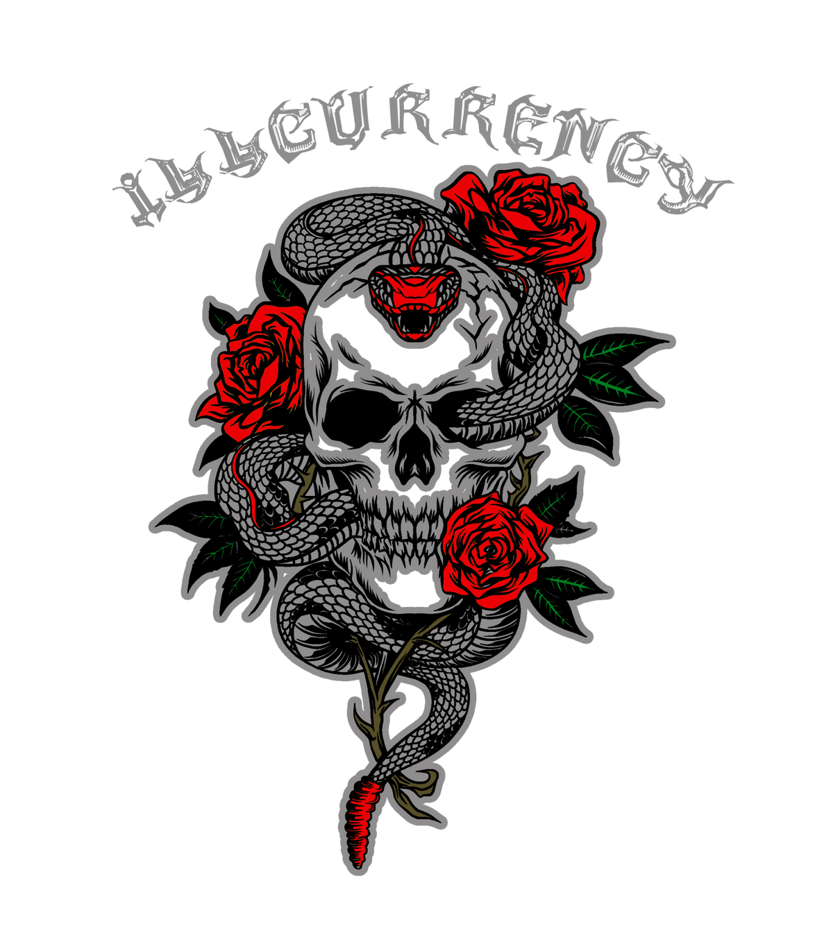 Air Jordan 13 Wolf Grey - White T-Shirt (Snake skeleton rose)