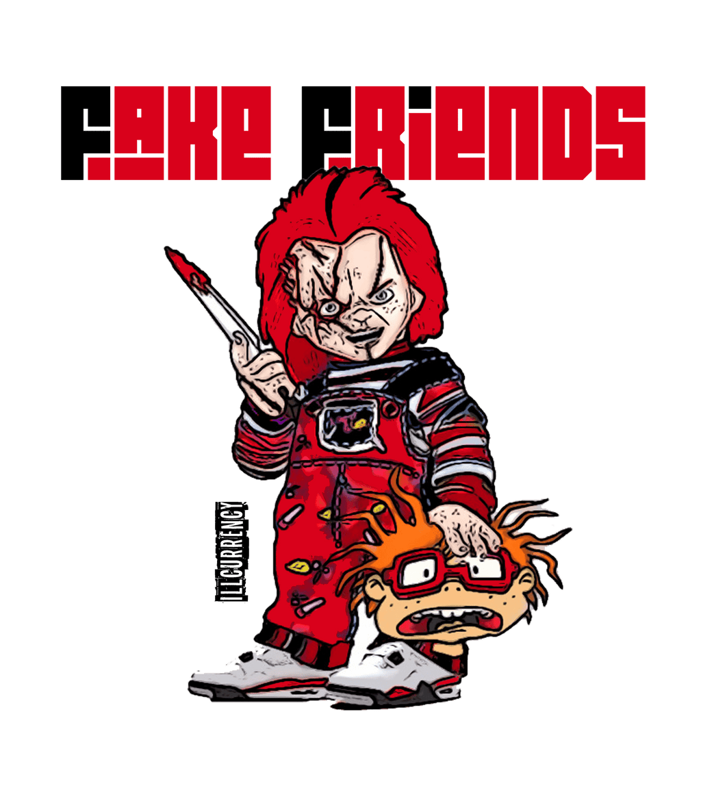 Air Jordan 4 Red Cement - White T-Shirt (Fake Friends 2)