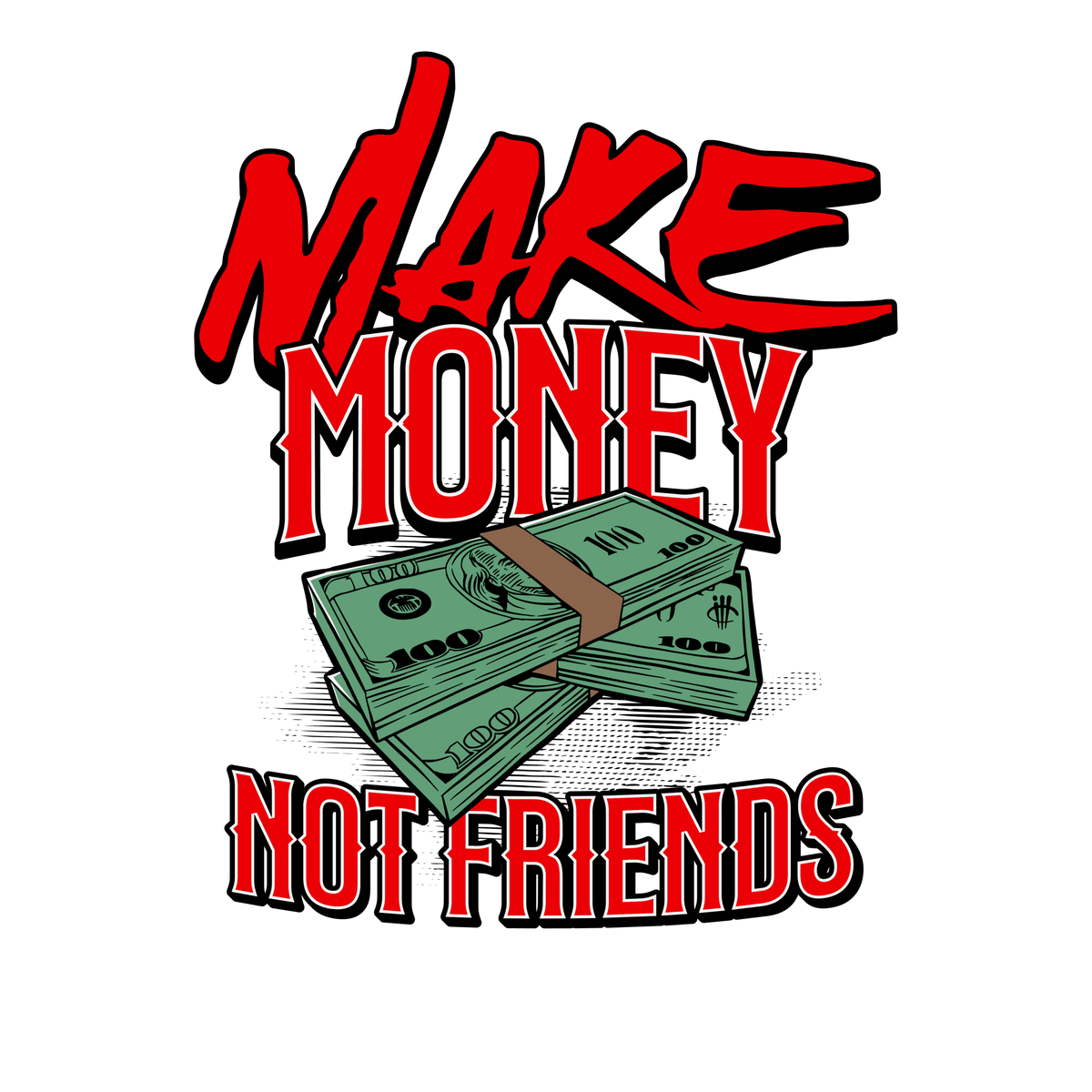 Air Jordan 4 Red Cement - White T-Shirt (MAKE MONEY NOT FRIENDS)