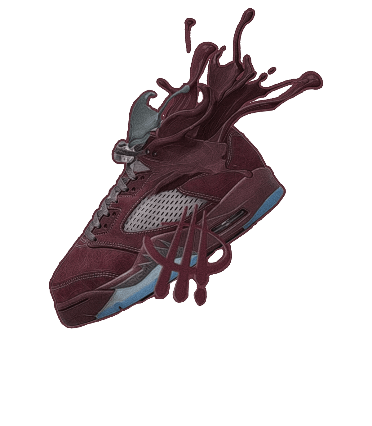 Air Jordan 5 “Burgundy” White T-Shirt (SPLASH 5) product image 1