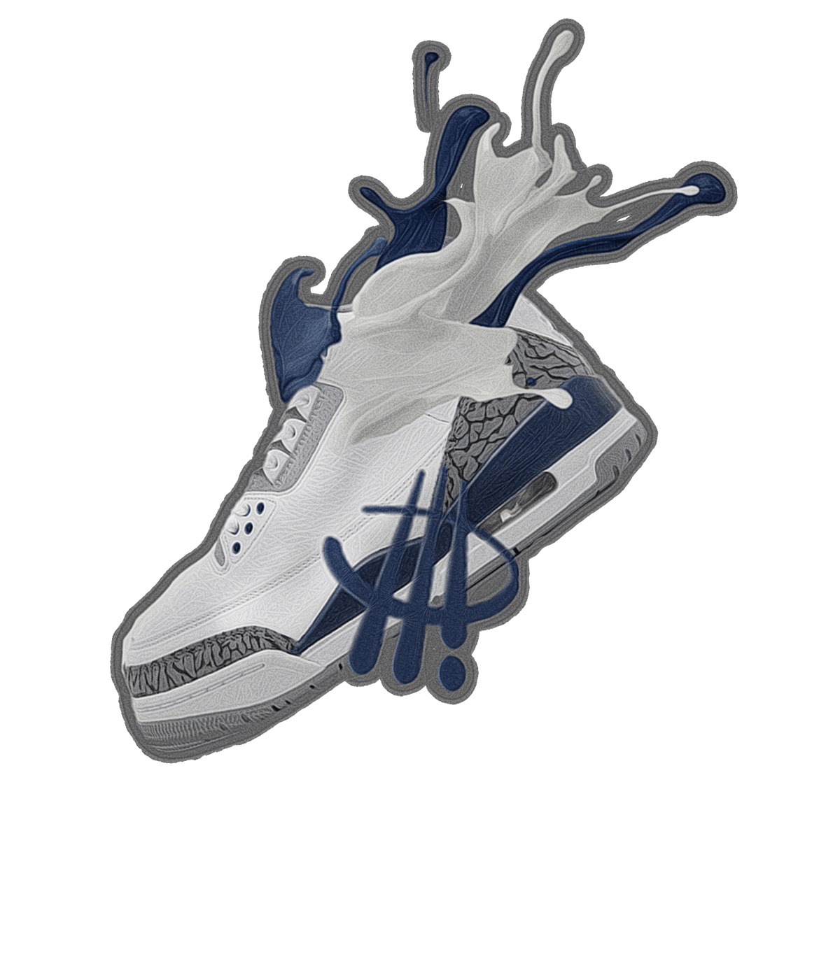 AIR JORDAN 3 “WHITE NAVY”| ILLCURRENCY Black T-Shirt product image 1