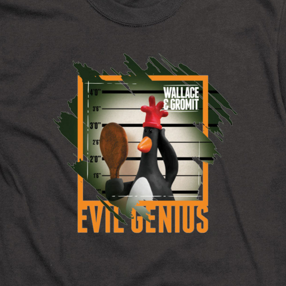 Wallace & Gromit Feathers Mcgraw Evil Genius T Shirt product image 2