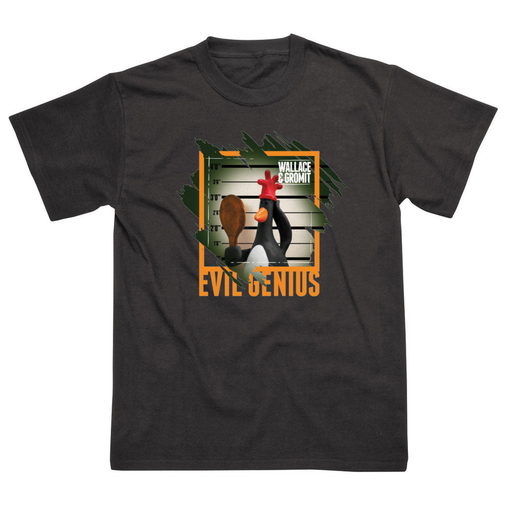 Wallace & Gromit Feathers Mcgraw Evil Genius T Shirt product image 1